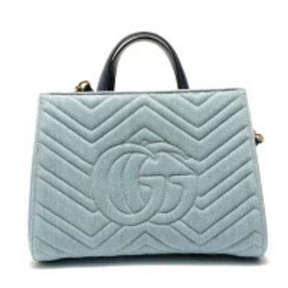 Gucci GG Marmont Denim Shoulder Bag Blue